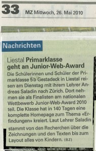 Basellandschaftliche Zeitung vom 26.5.2010